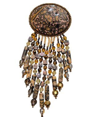 Vintage Chipita 80s Stone Crystal and Glass Dangling Brooch (A9331)